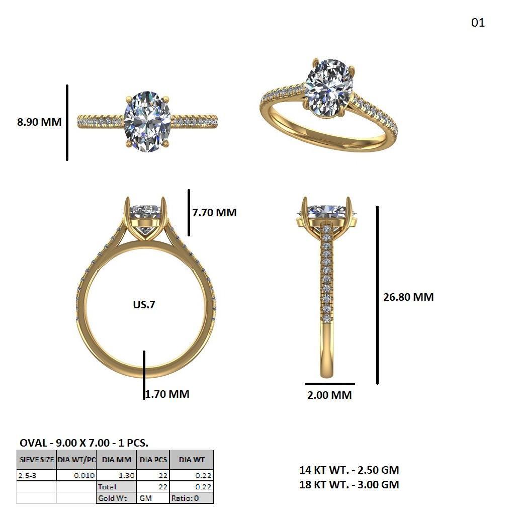 2ct Oval Lab Diamond Engagement Ring with a Pave setting