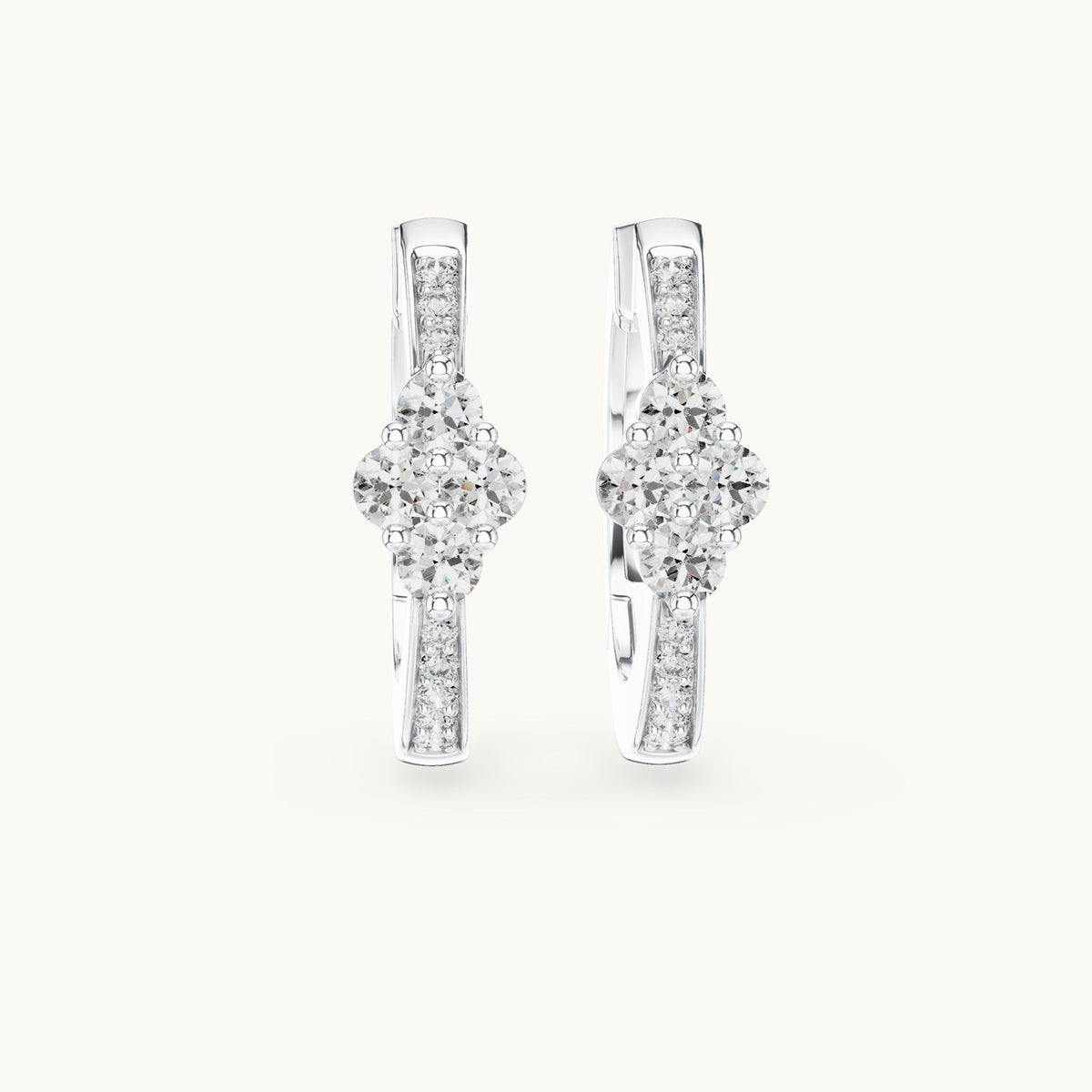 Round lab-grown diamond station cluster hoop earrings in white gold, 0.39 CT TW, view 4