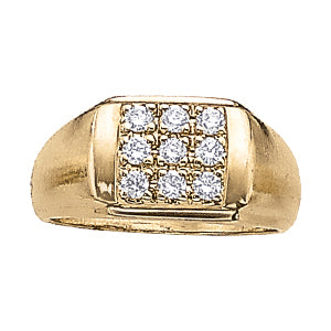 14K White Gold Round Diamond Mens Ring