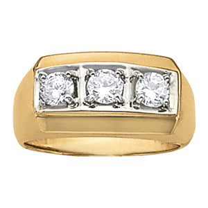 Mens 1 CT Platinum Three-Stone Diamond Ring