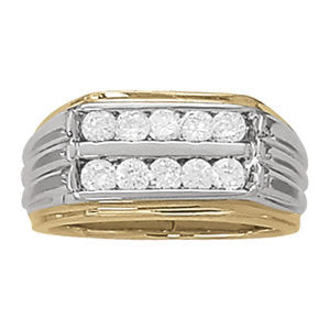Platinum White Diamond Mens Channel Band Ring