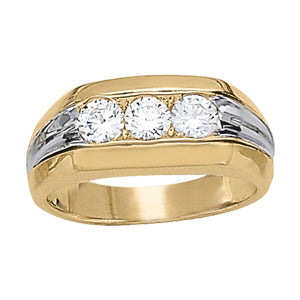14K White Gold 1 ct Three Stone Diamond Ring