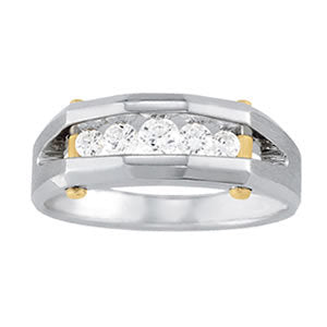 Mens Round Diamond Channel Band Ring