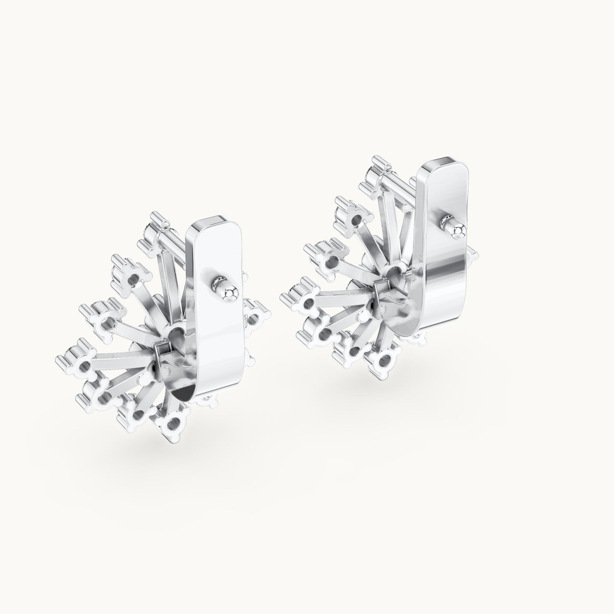 Round lab-grown diamond snowflake burst stud earrings in white gold, 0.546 CT TW, view 3