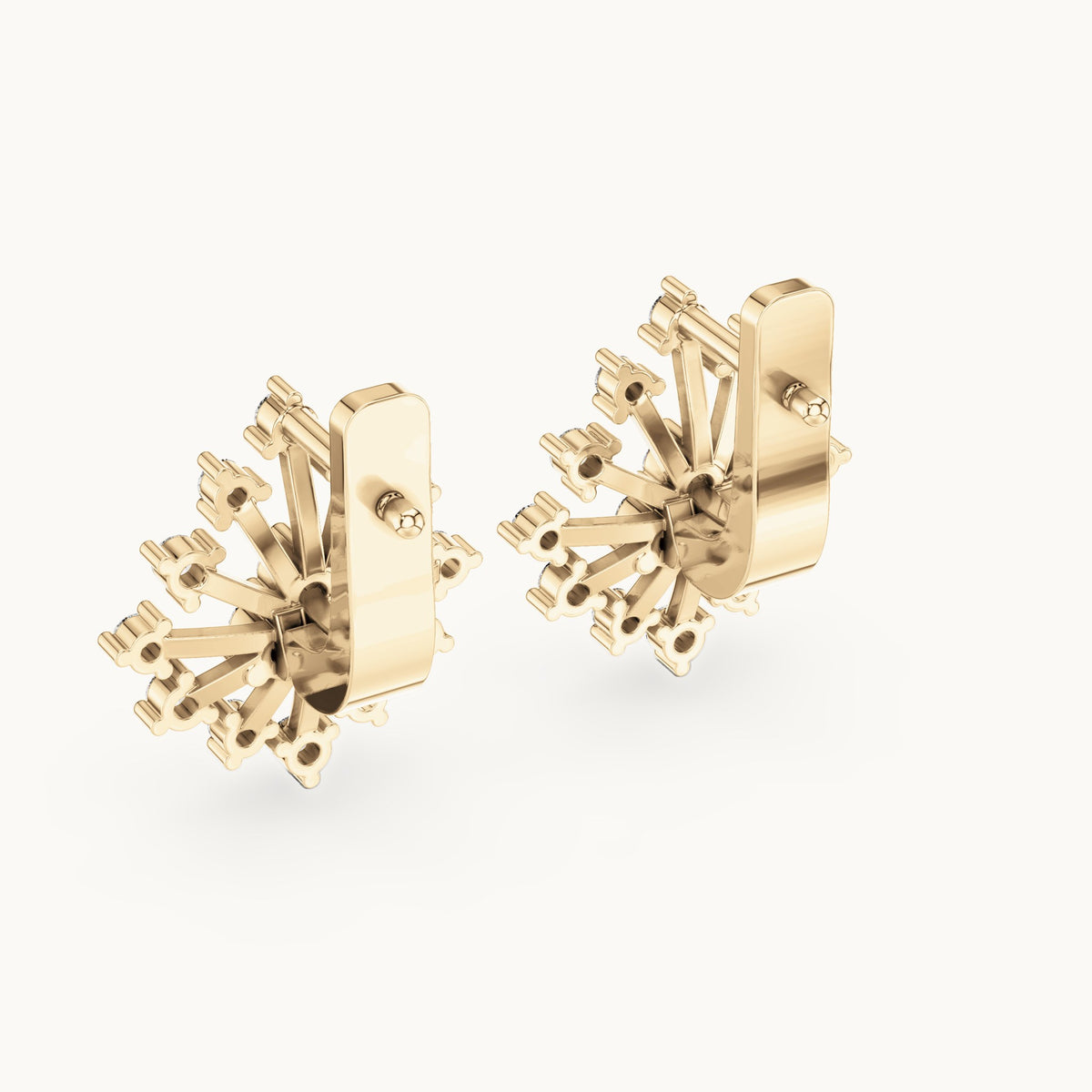 Round lab-grown diamond snowflake burst stud earrings in yellow gold, 0.546 CT TW, view 3