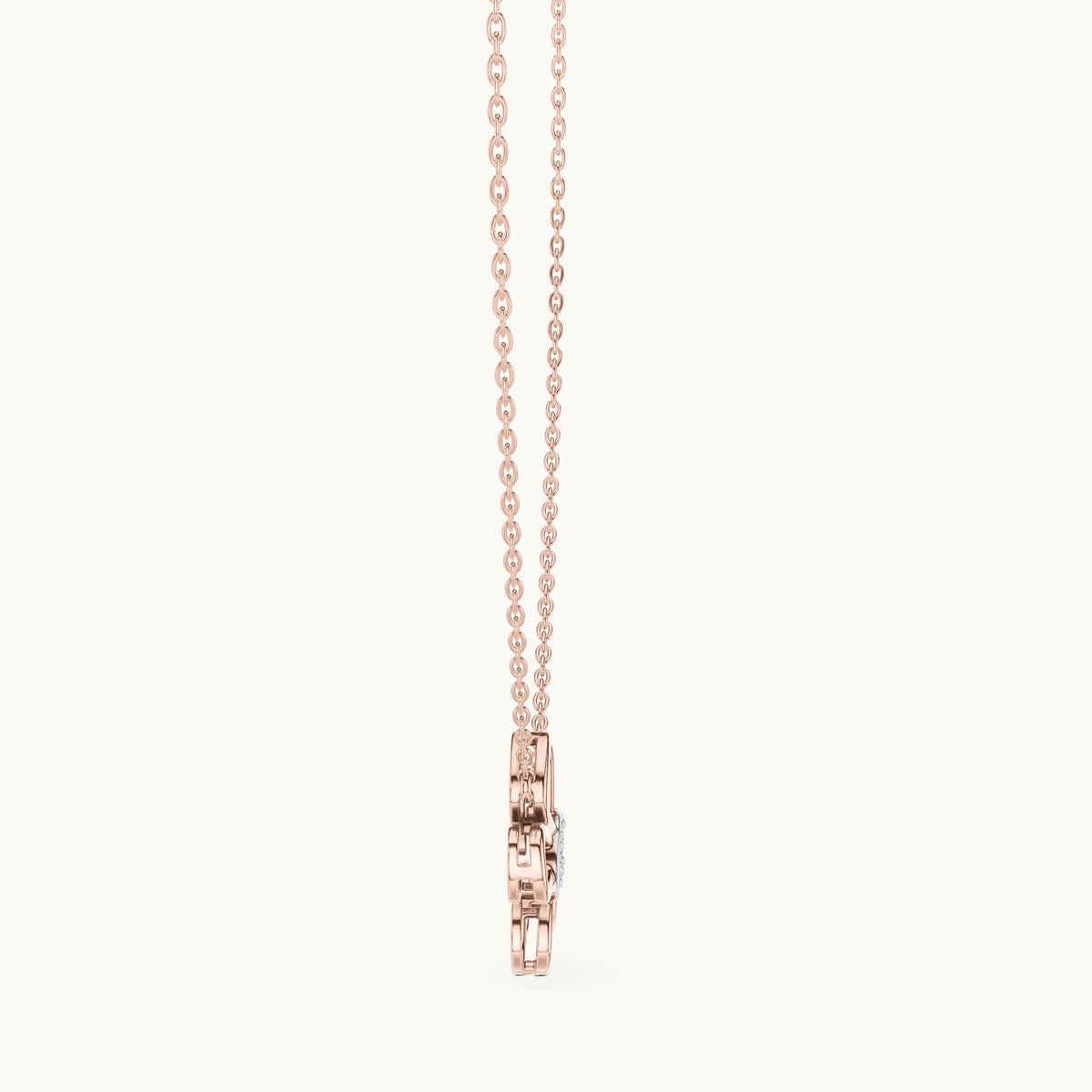 Round lab-grown diamond open flower pendant in rose gold, 0.16 CT TW, view 3