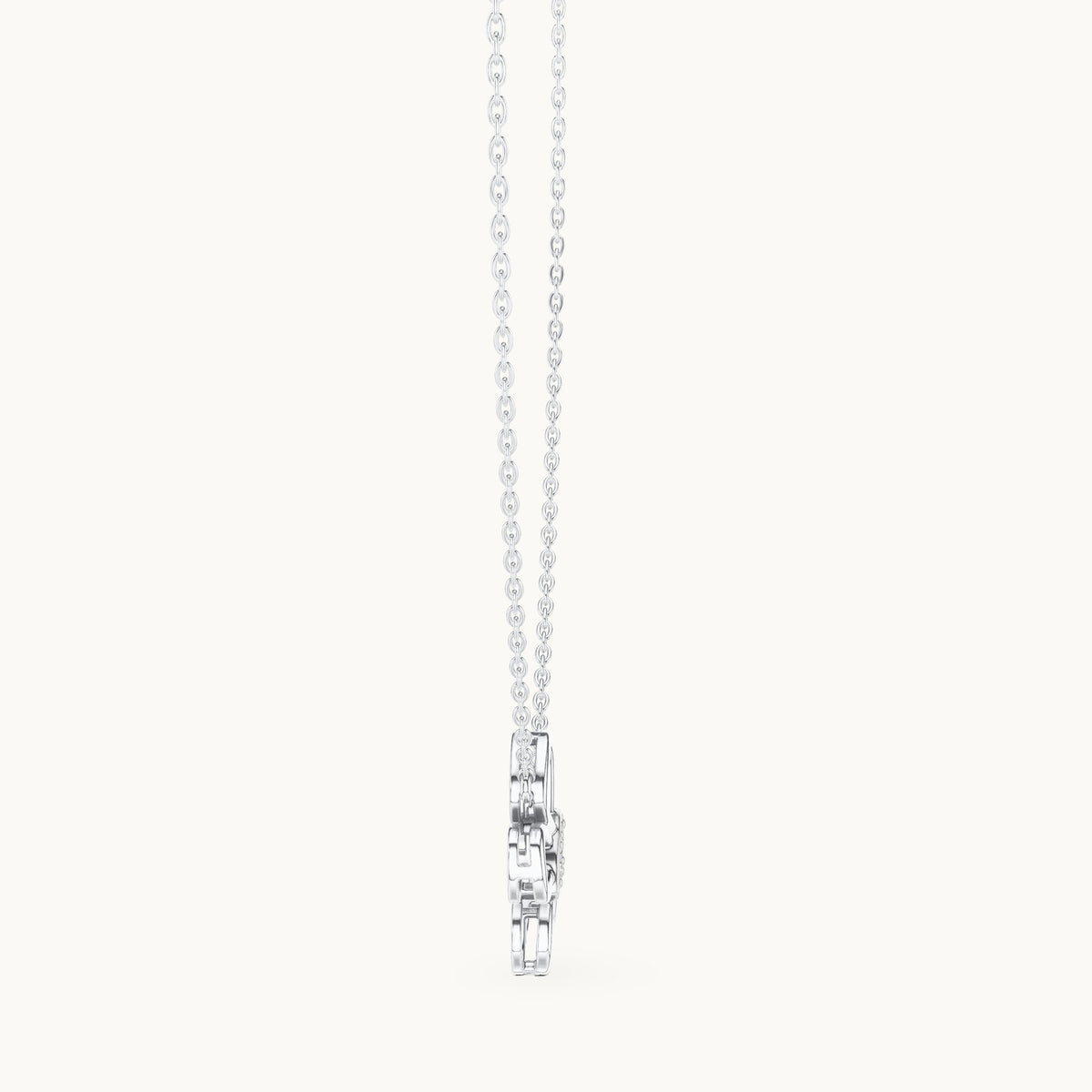 Round lab-grown diamond open flower pendant in white gold, 0.16 CT TW, view 3