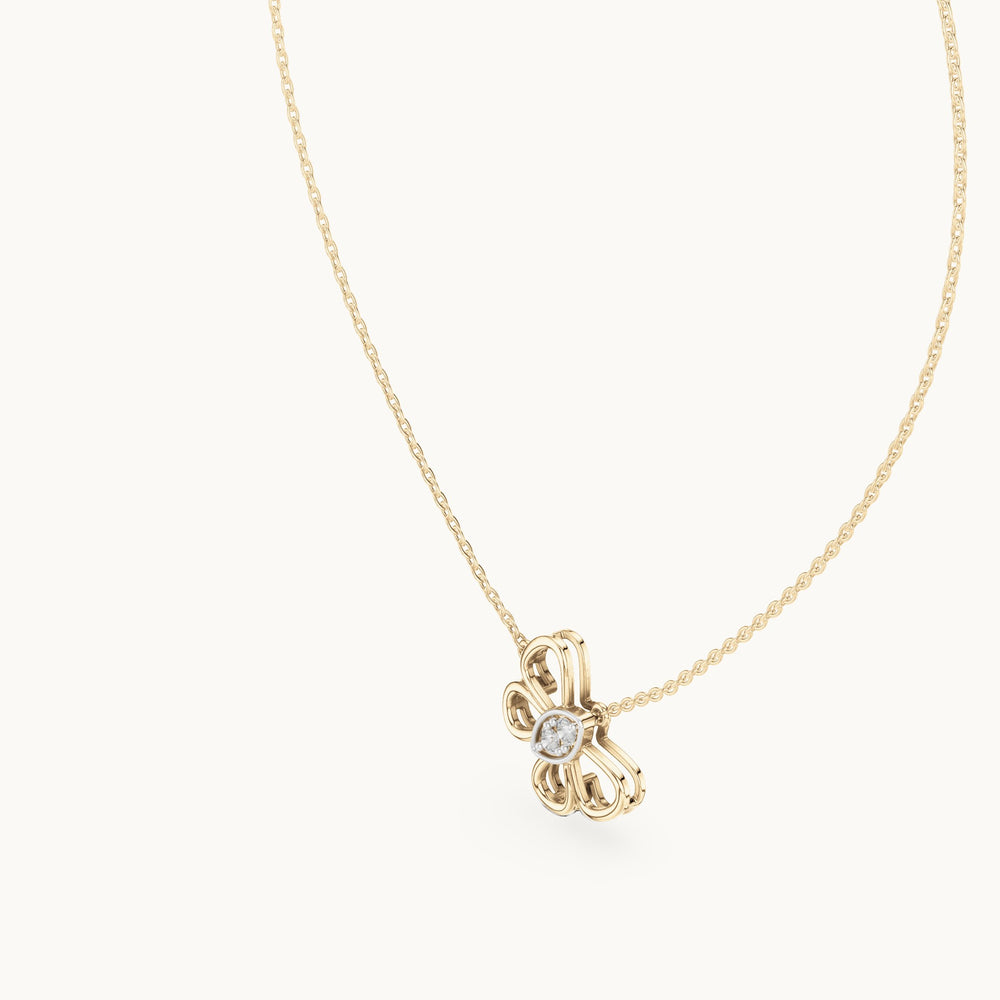 Round lab-grown diamond open flower pendant in yellow gold, 0.16 CT TW, view 2