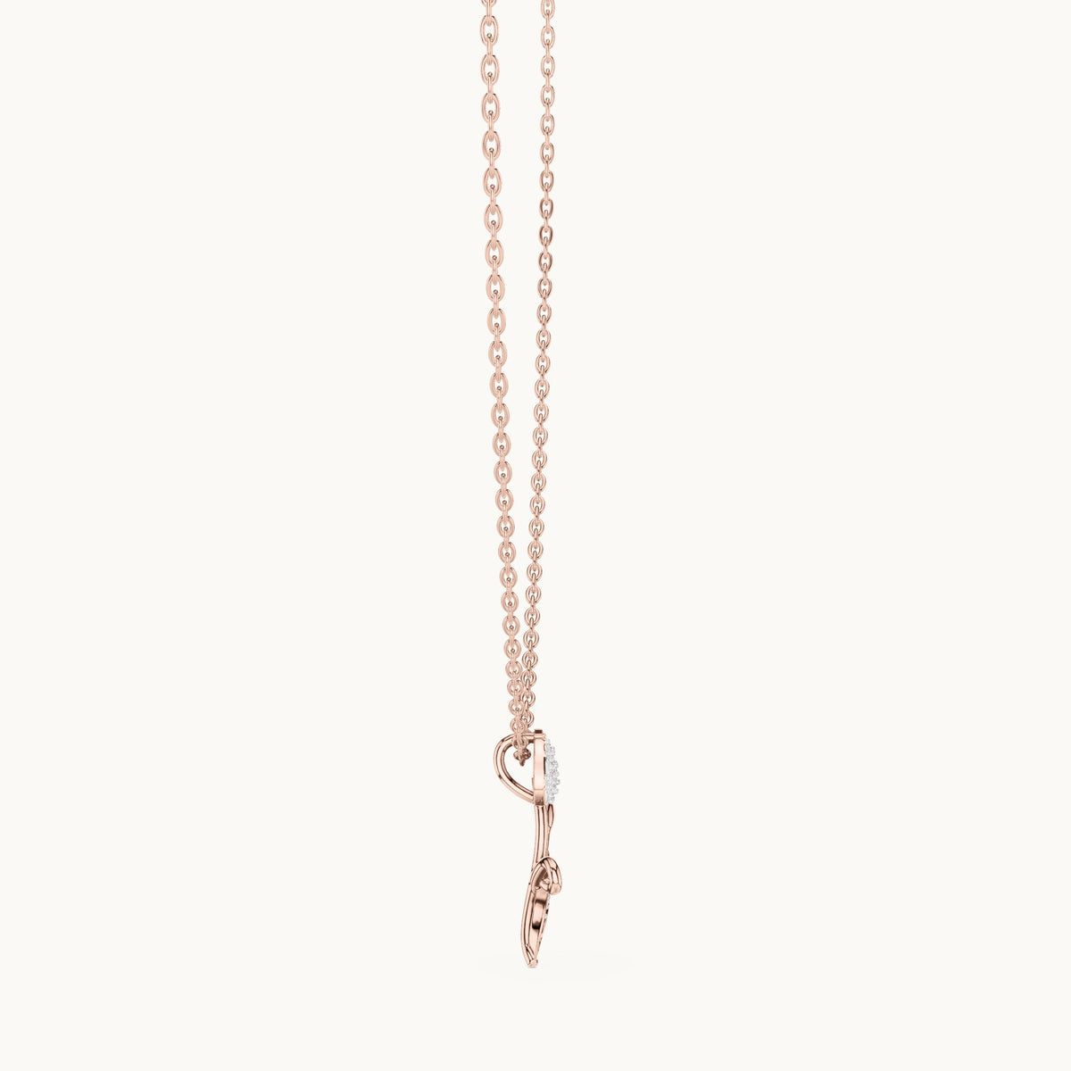 Round lab-grown diamond tulip flower pendant in rose gold, 0.079 CT TW, view 3