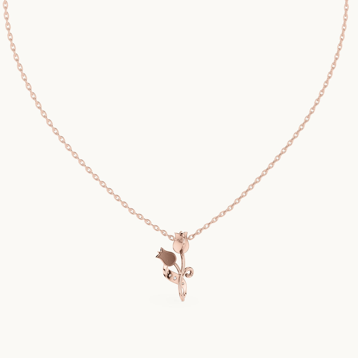 Round lab-grown diamond tulip flower pendant in rose gold, 0.079 CT TW, view 4