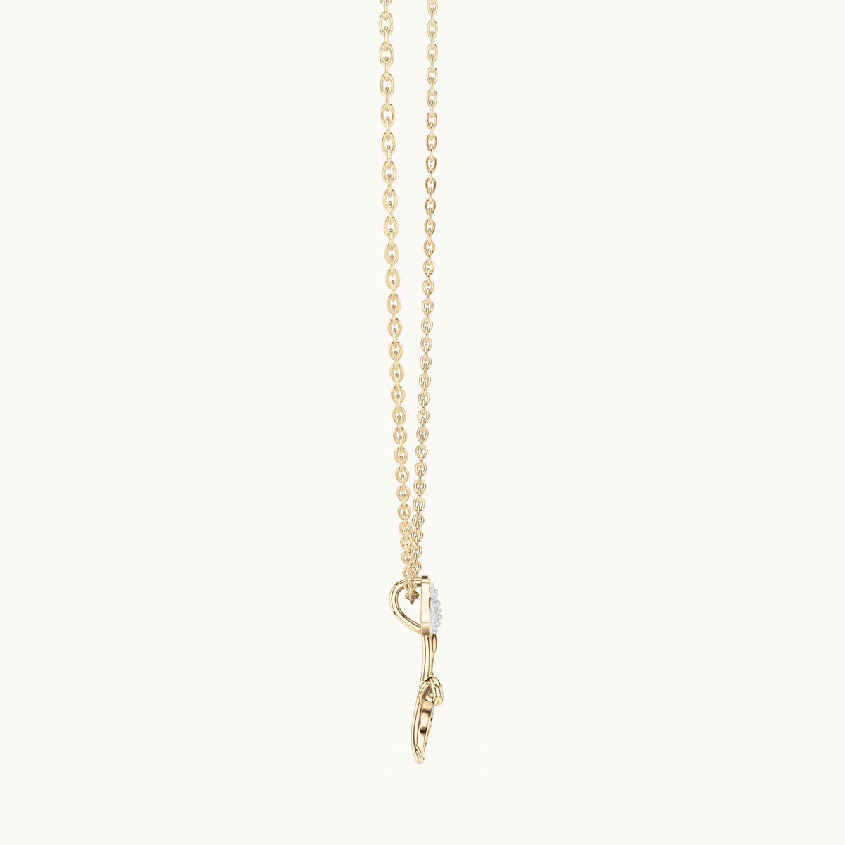 Round lab-grown diamond tulip flower pendant in yellow gold, 0.079 CT TW, view 3