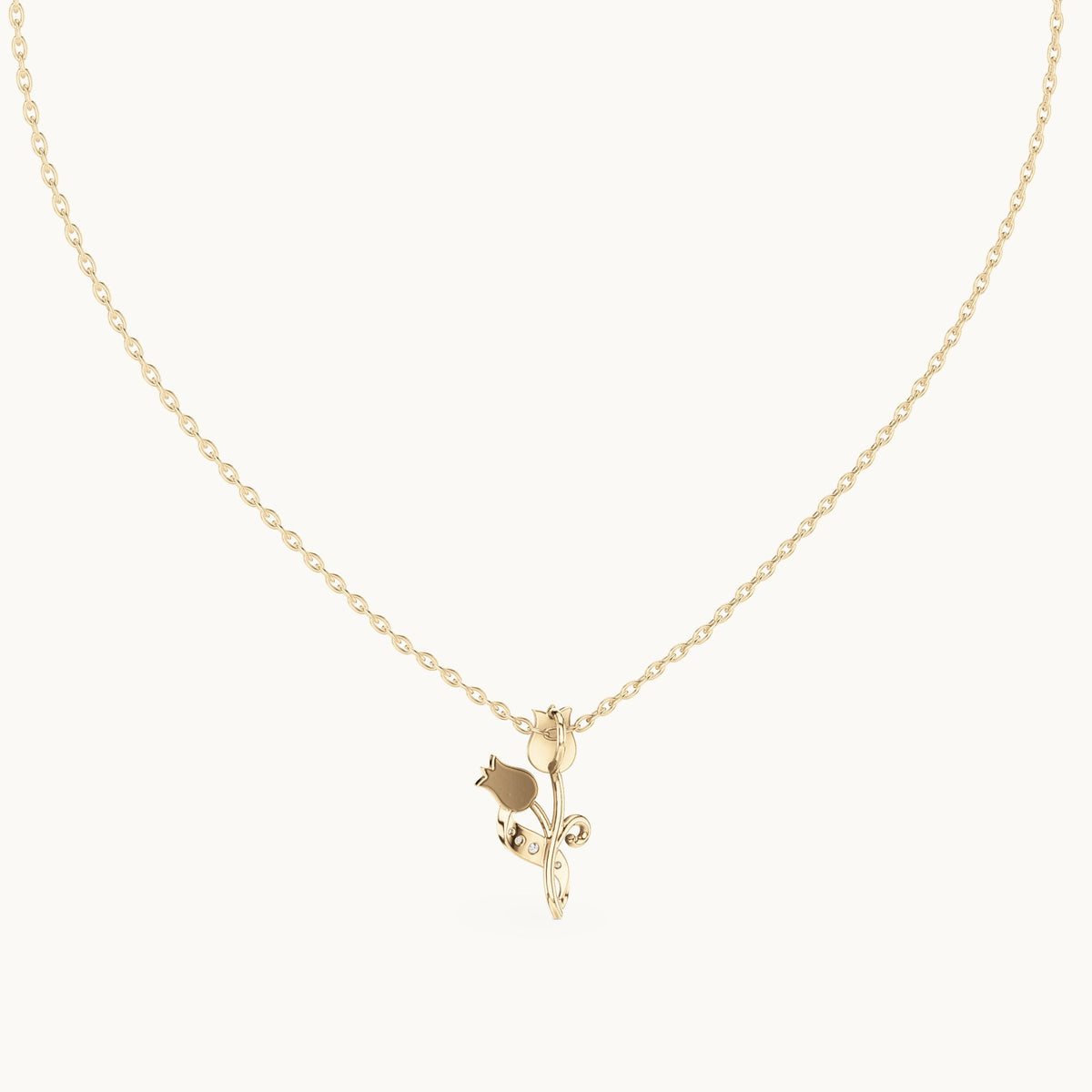 Round lab-grown diamond tulip flower pendant in yellow gold, 0.079 CT TW, view 4
