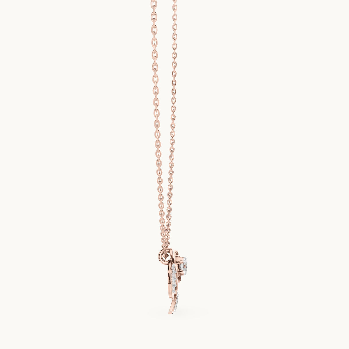 Round lab-grown diamond rose swirl pendant in rose gold, 0.35 CT TW, view 3