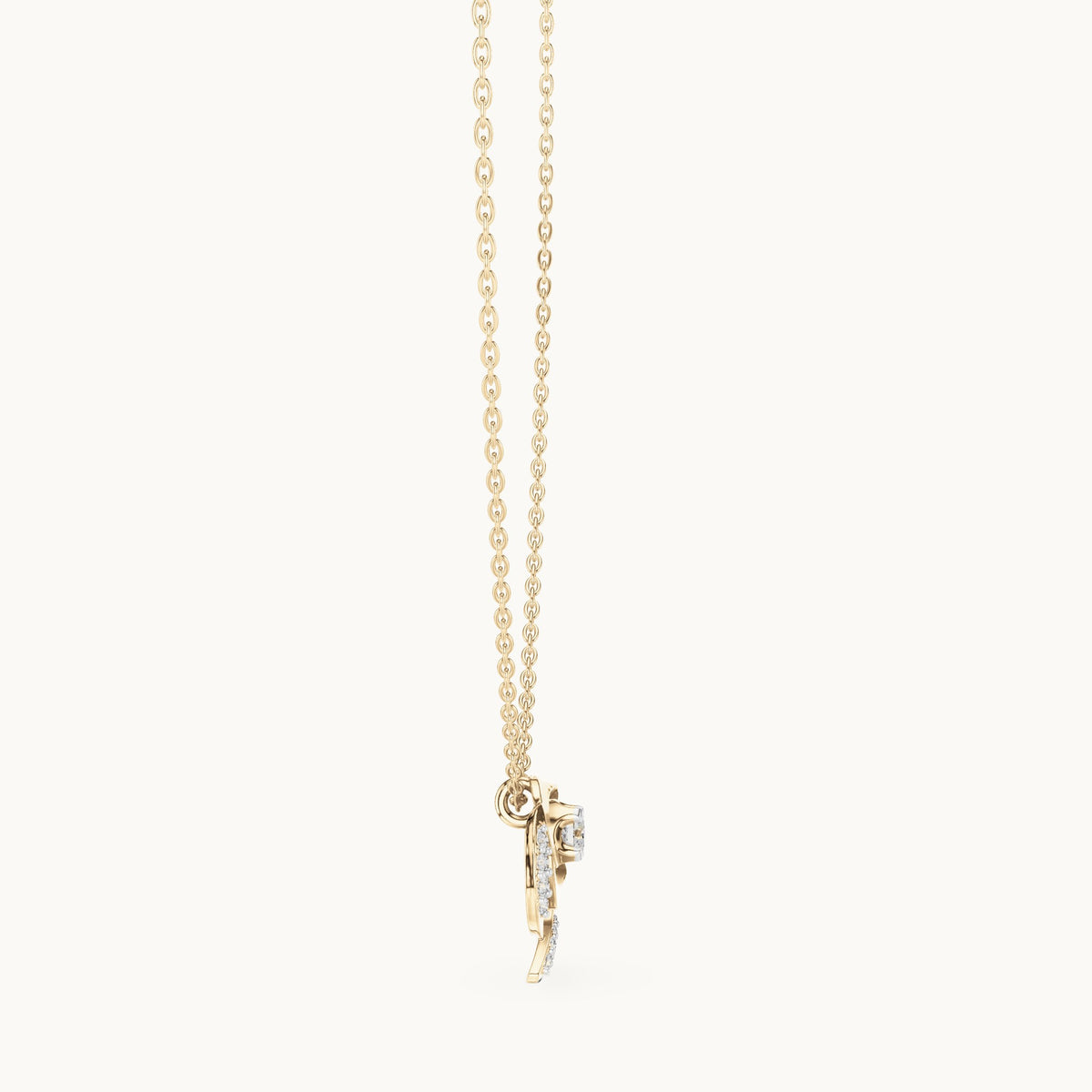 Round lab-grown diamond rose swirl pendant in yellow gold, 0.35 CT TW, view 3