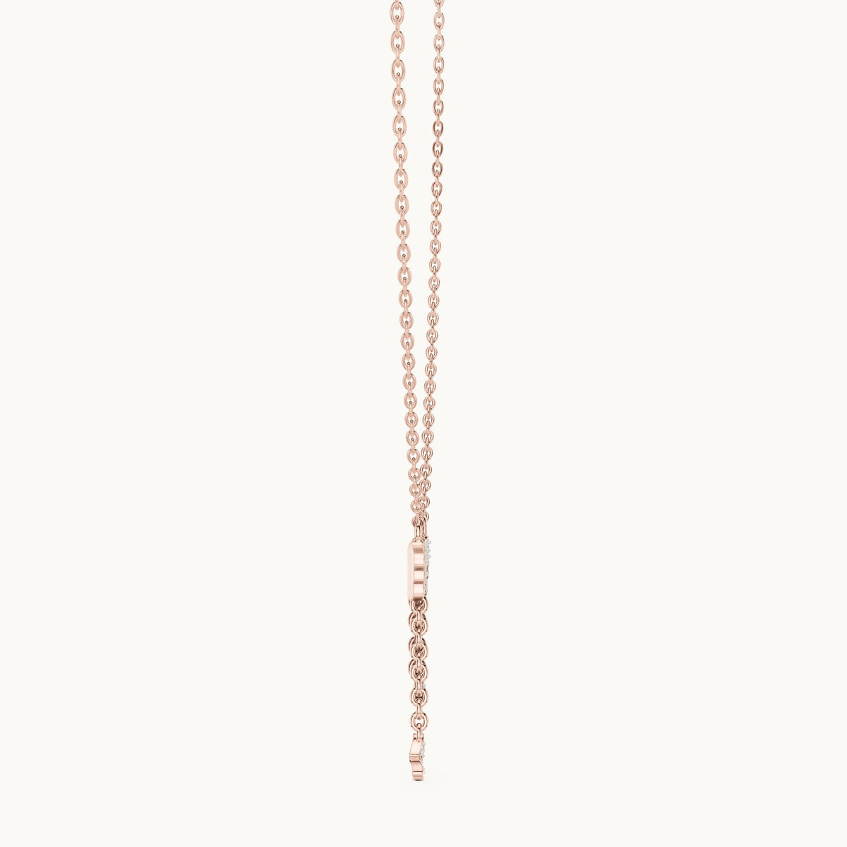 Round lab-grown diamond butterfly drop pendant in rose gold, 0.12 CT TW, view 3