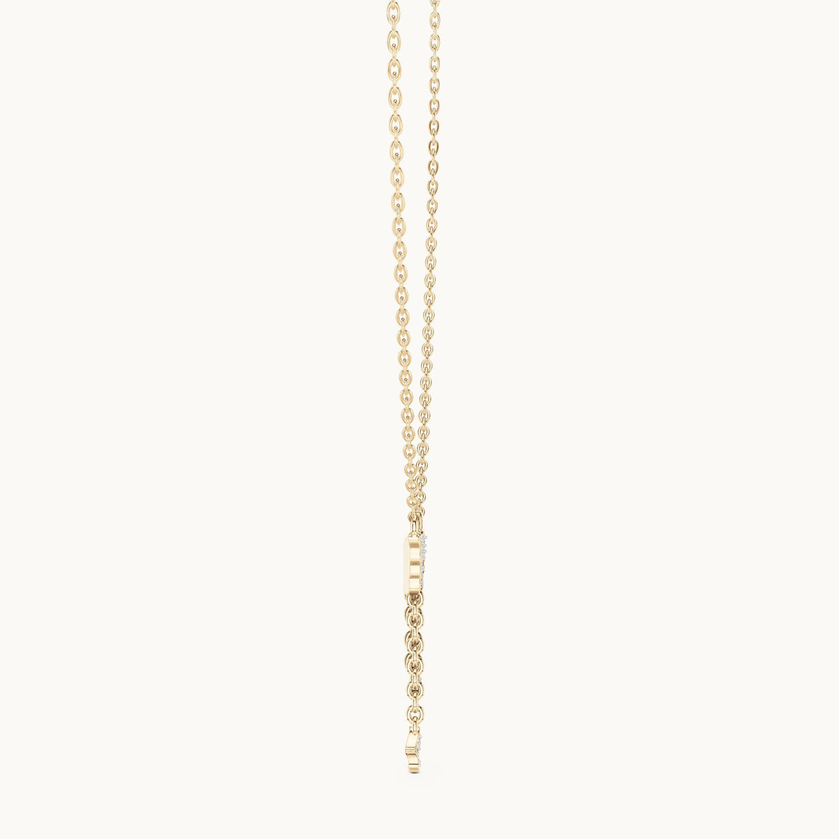 Round lab-grown diamond butterfly drop pendant in yellow gold, 0.12 CT TW, view 3