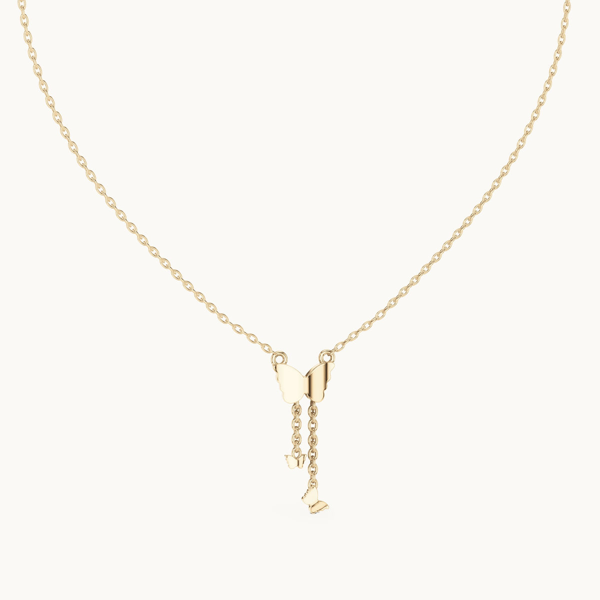 Round lab-grown diamond butterfly drop pendant in yellow gold, 0.12 CT TW, view 4