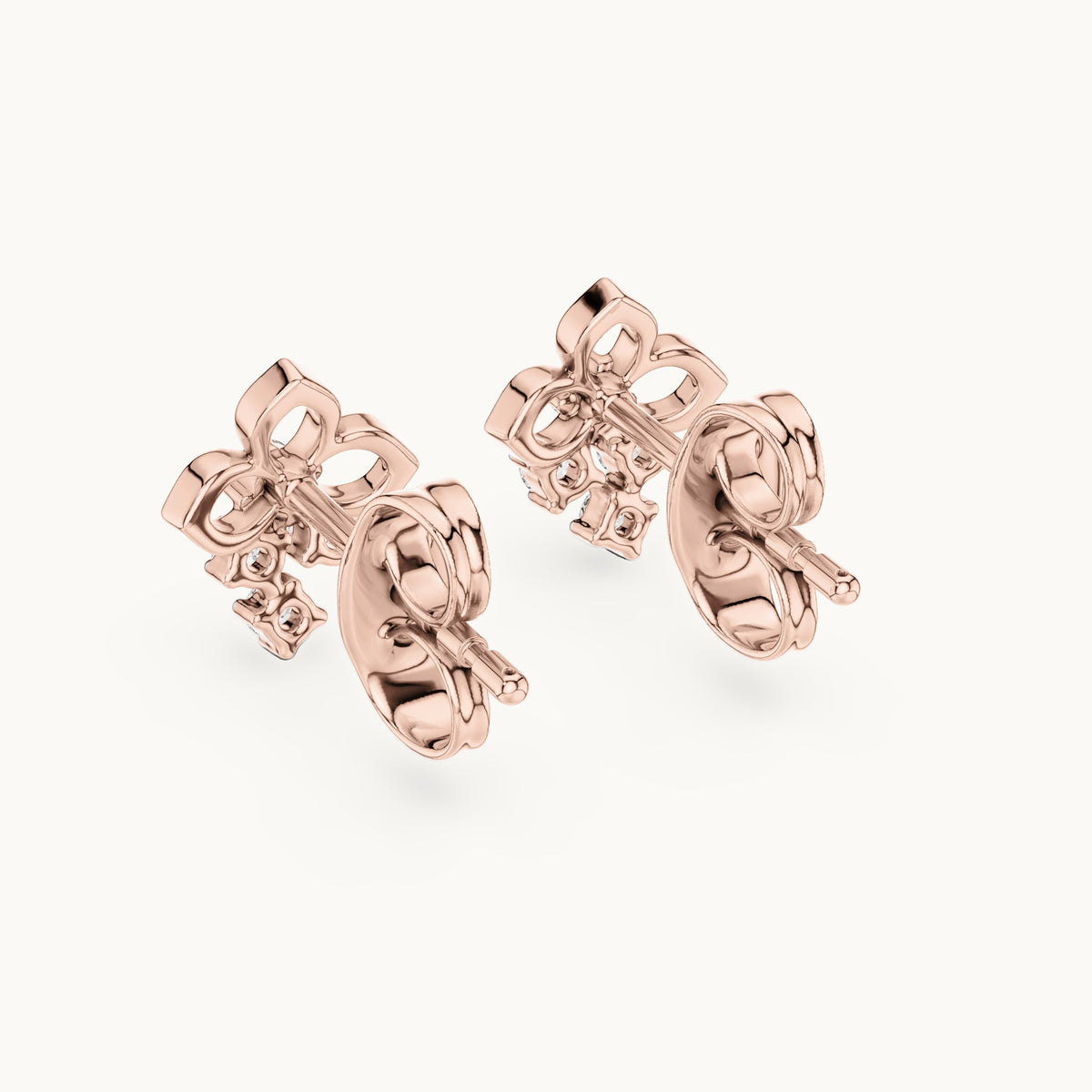 Round lab-grown diamond open petal cluster stud earrings in rose gold, 0.082 CT TW, view 3