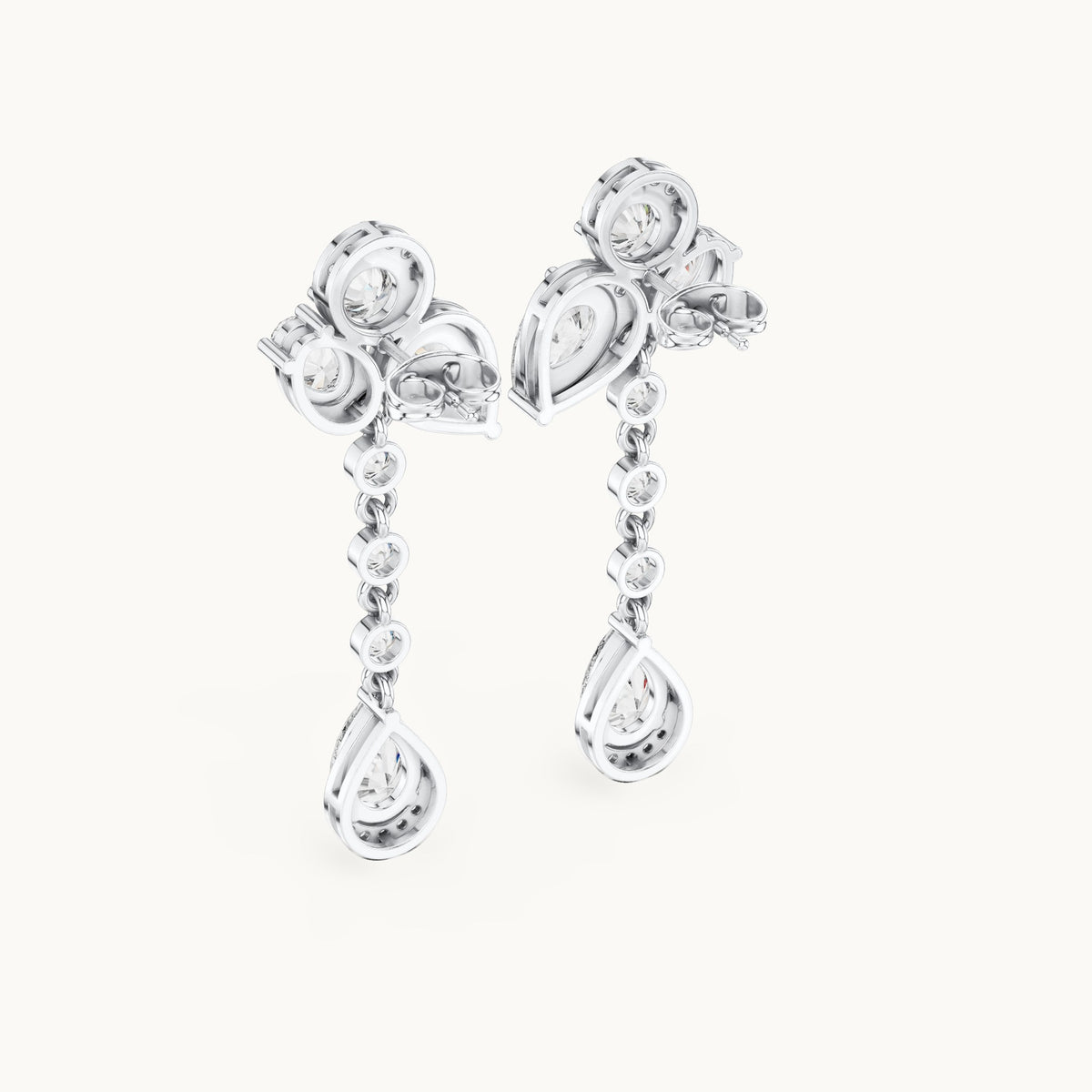 Pear, round and oval lab-grown diamond drop earrings in white gold, 5.568 CT TW, view 3