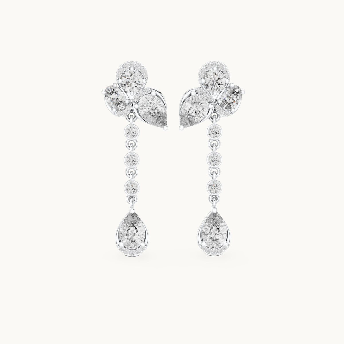 Pear, round and oval lab-grown diamond drop earrings in white gold, 5.568 CT TW, view 4