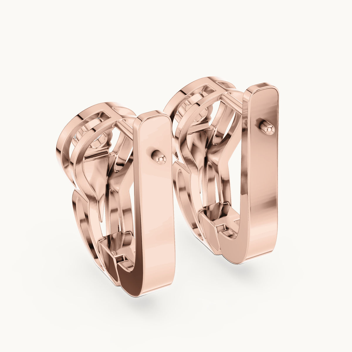 Round lab-grown diamond shield drop huggie earrings in rose gold, 0.18 CT TW, view 3