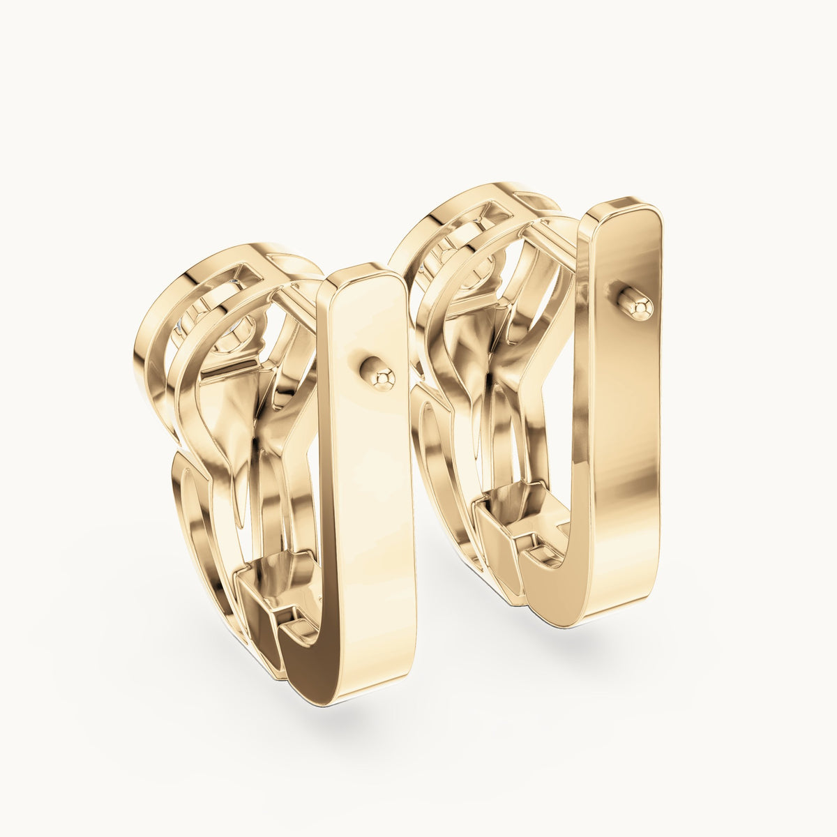 Round lab-grown diamond shield drop huggie earrings in yellow gold, 0.18 CT TW, view 3