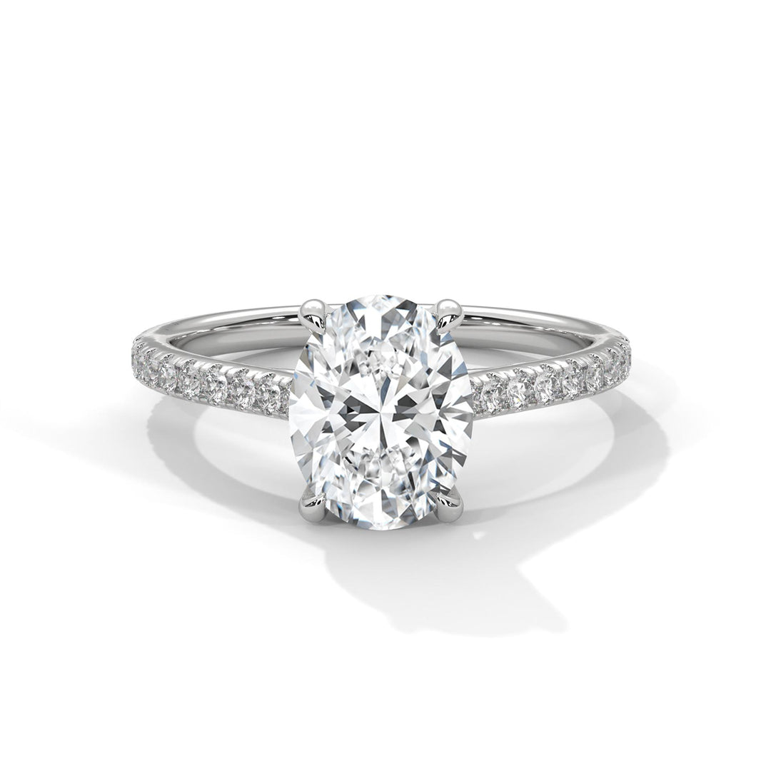 2ct Oval Lab Diamond Engagement Ring with a Pave setting