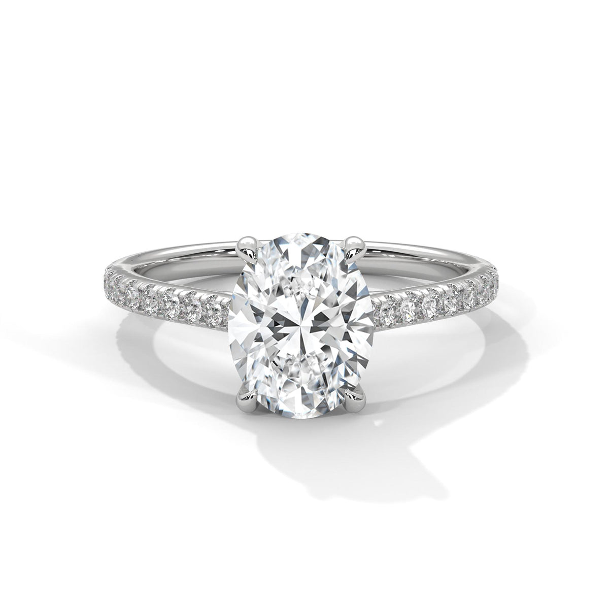 2ct Oval Lab Diamond Engagement Ring with a Pave setting