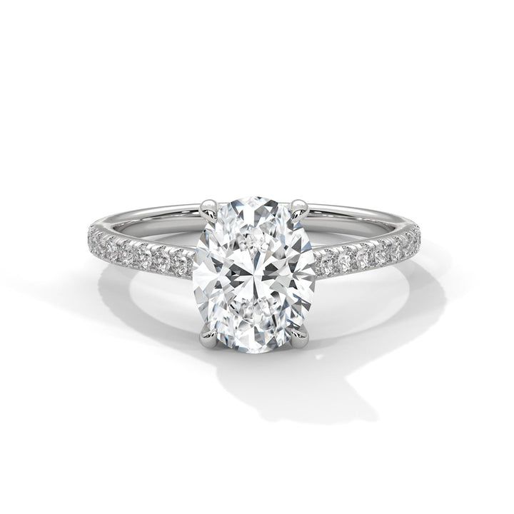 2ct Oval Lab Diamond Engagement Ring with a Pave setting