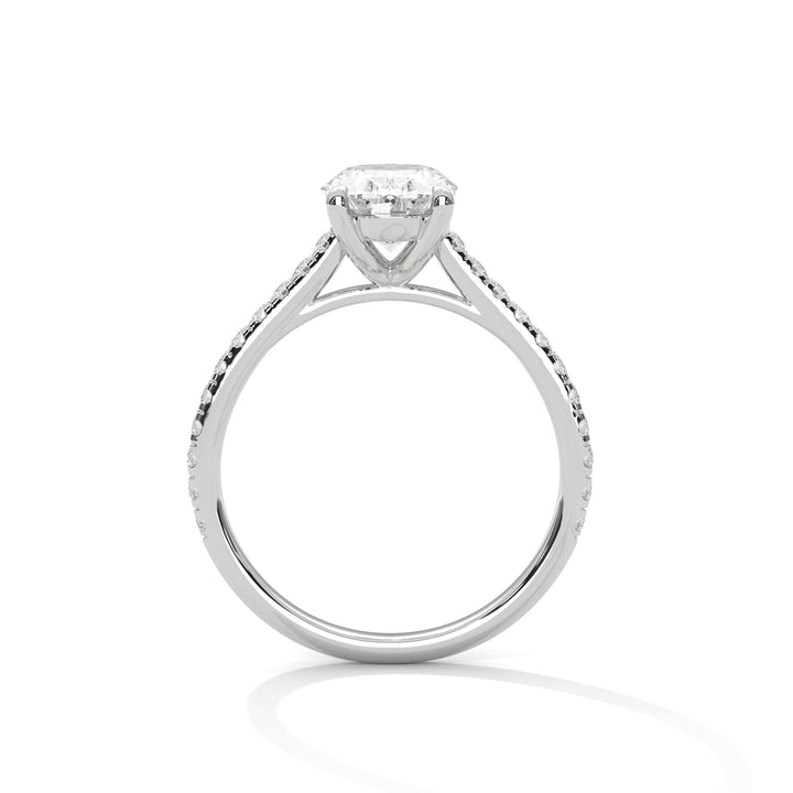 2ct Oval Lab Diamond Engagement Ring with a Pave setting
