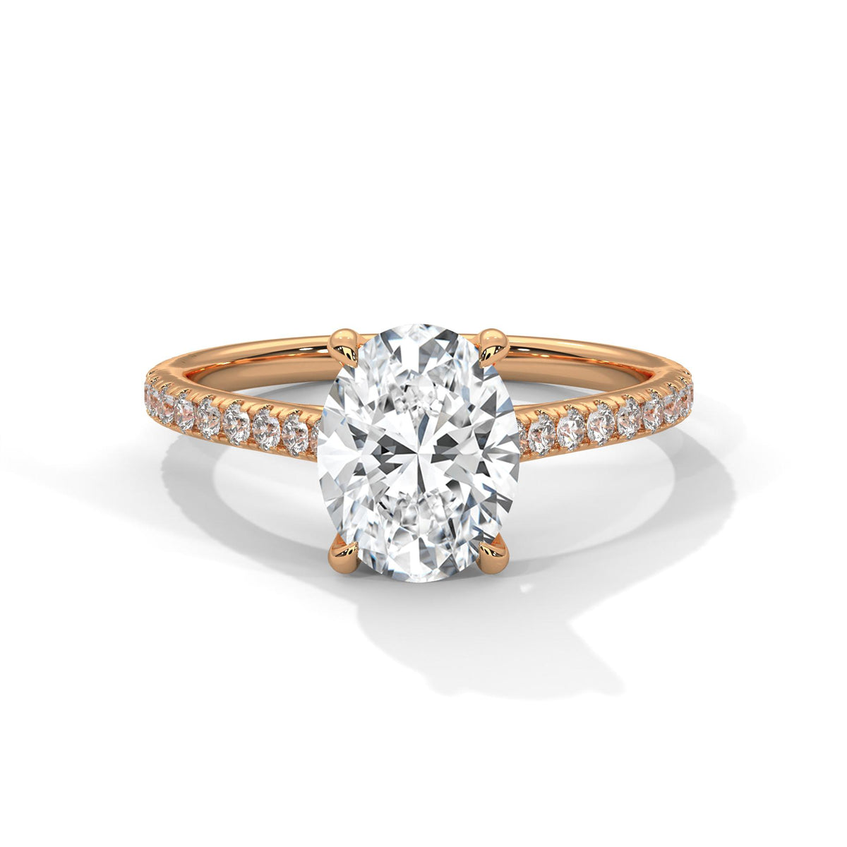 2ct Oval Lab Diamond Engagement Ring with a Pave setting