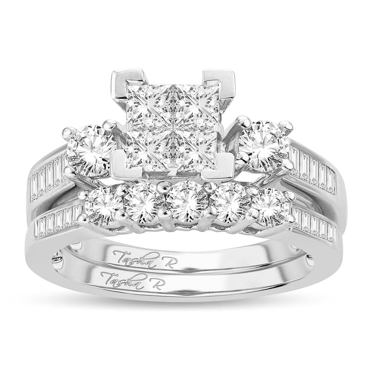 14K 2.00 CT PRINCESS CUT Diamond BRIDAL RING