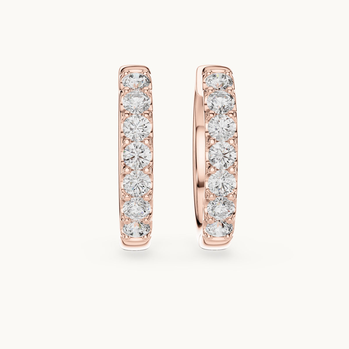 Round lab-grown diamond graduated hoop earrings in rose gold, 0.70 CT TW, view 4