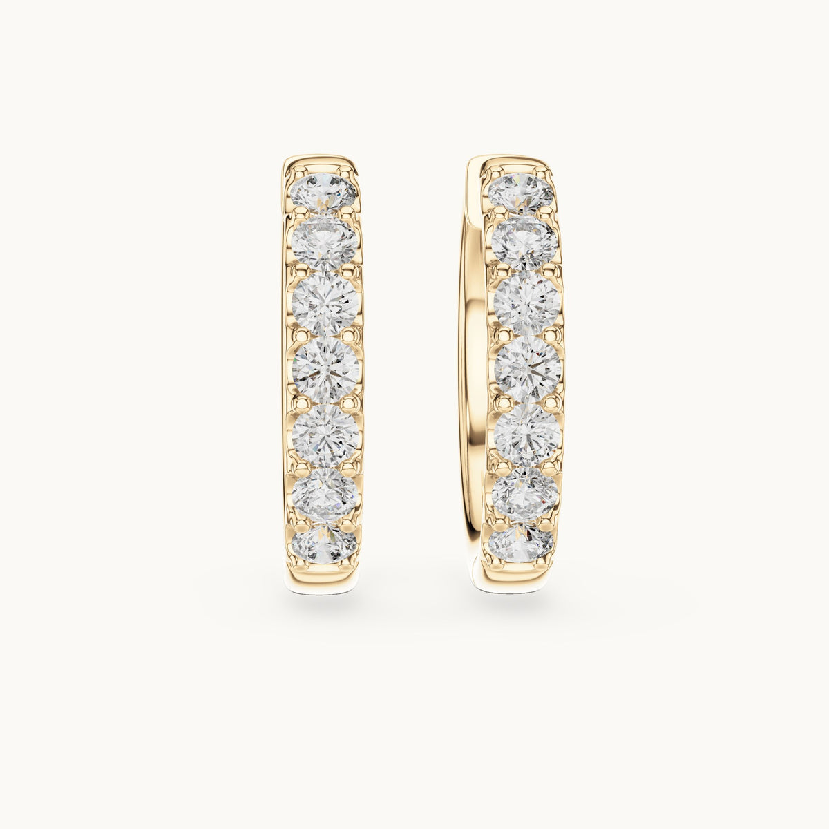 Round lab-grown diamond graduated hoop earrings in yellow gold, 0.70 CT TW, view 4