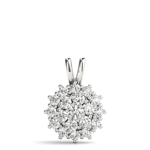14K White Gold Round Diamond Fashion Pendant