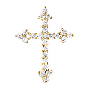 18K White Gold Diamond Cross Pendant