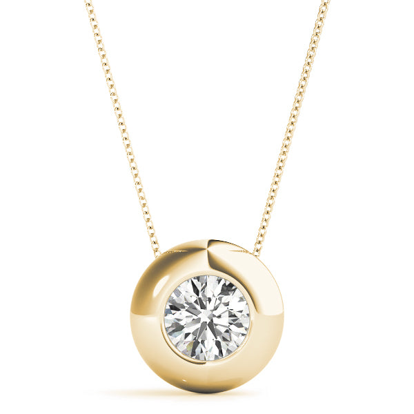 18K Yellow Gold 1ct Diamond Solitaire Pendant