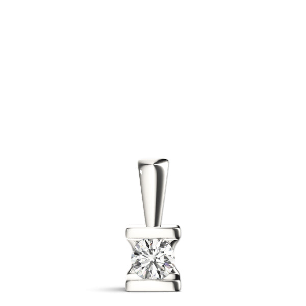 14K White Gold 1ct Round Diamond Pendant Necklace