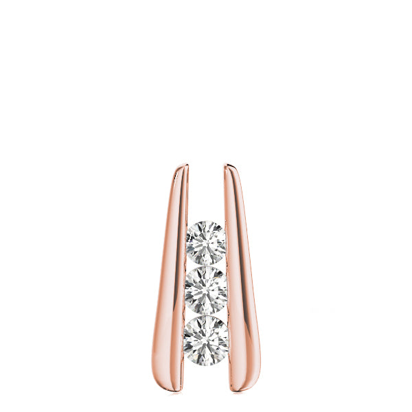 14K Rose Gold 1 ct Diamond Three-Stone Pendant Necklace