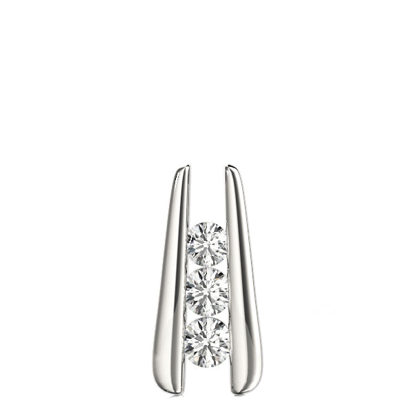 14K White Gold 1 CT Diamond Three-Stone Pendant