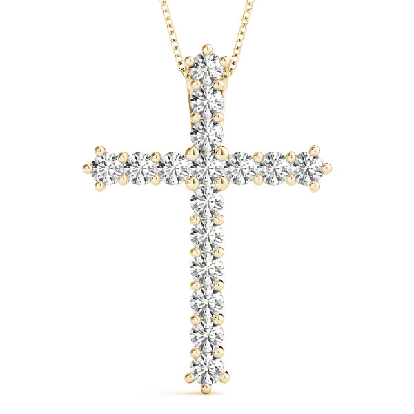 18K Yellow Gold Diamond Cross Pendant