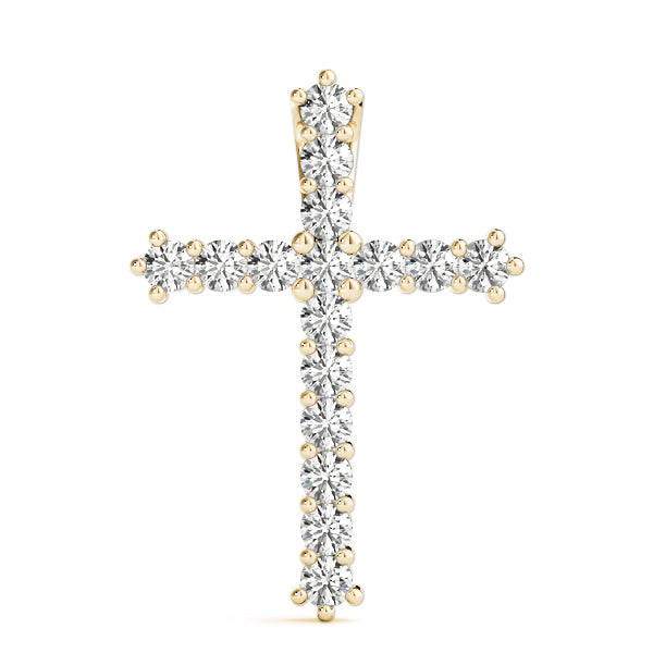 14K Yellow Gold Diamond Cross Pendant