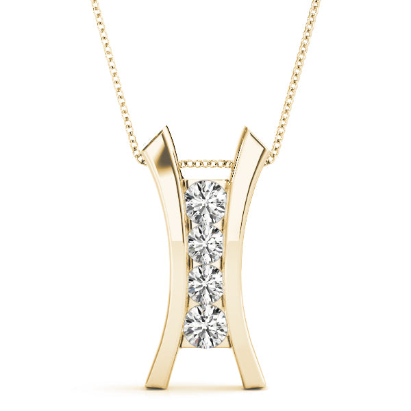 14K Yellow Gold Diamond Cluster Fashion Pendant
