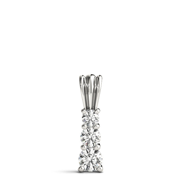 Platinum 1 CT Round Diamond Three Stone Pendant