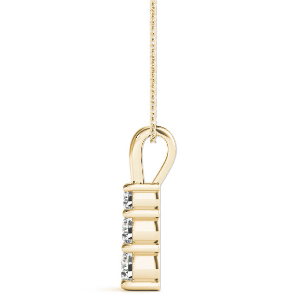 14K Yellow Gold 1 CT Round Diamond Pendant Necklace