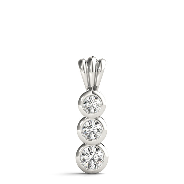 18K White Gold 1/2 ct Diamond Three-Stone Pendant Necklace