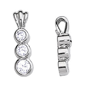 14K White Gold Round Diamond Three Stone Pendant