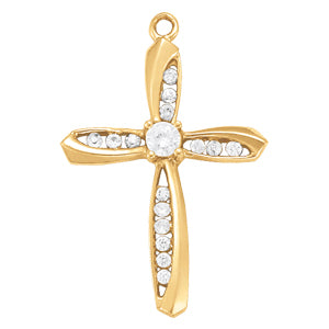 18K White Gold Diamond Cross Pendant