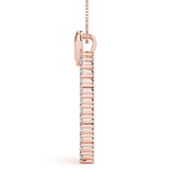18K Rose Gold Round Diamond Fashion Pendant