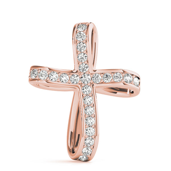 14K Rose Gold Round Diamond Fashion Pendant